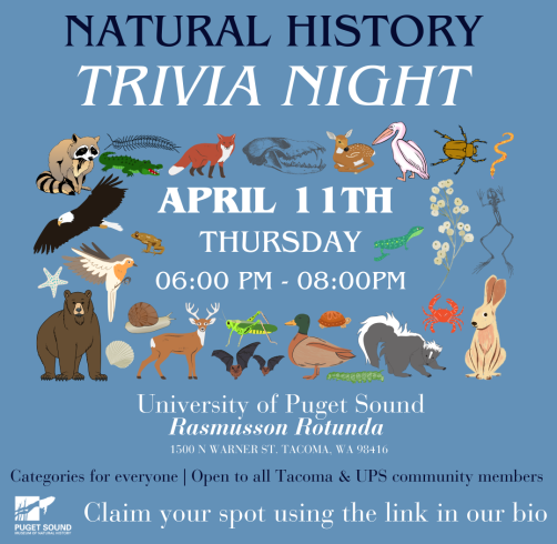 Natural History Trivia Night poster with details included in this description