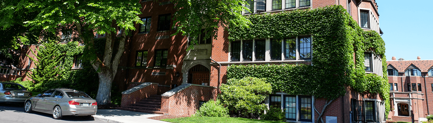 Image of McIntyre building with climbing ivy on the walls.