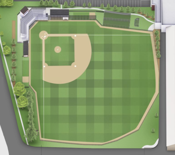 Computer rendering of baseball field with synthetic turf