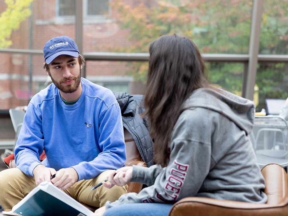 Students talking outside