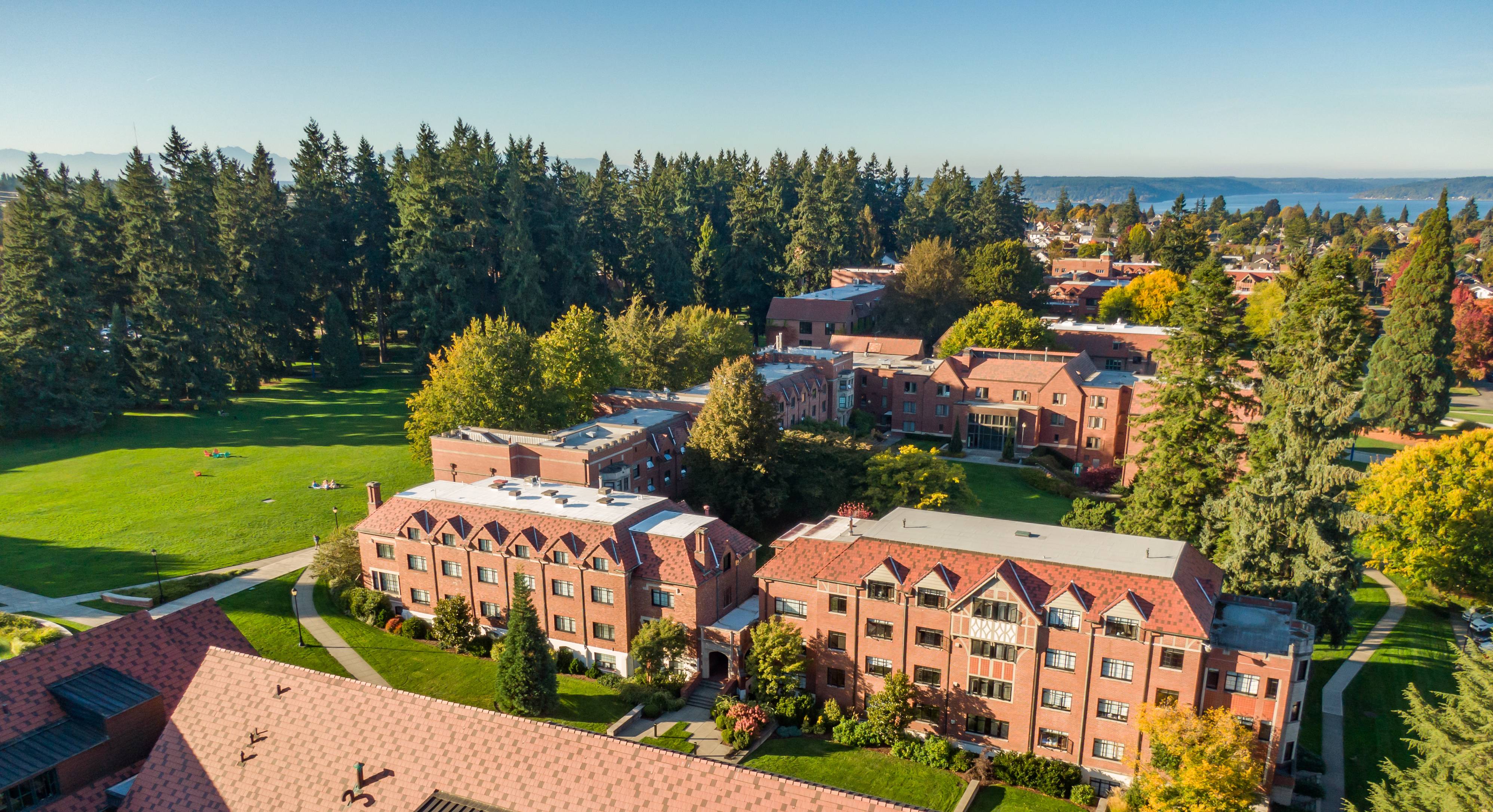 Aerial view of the South Quad res halls