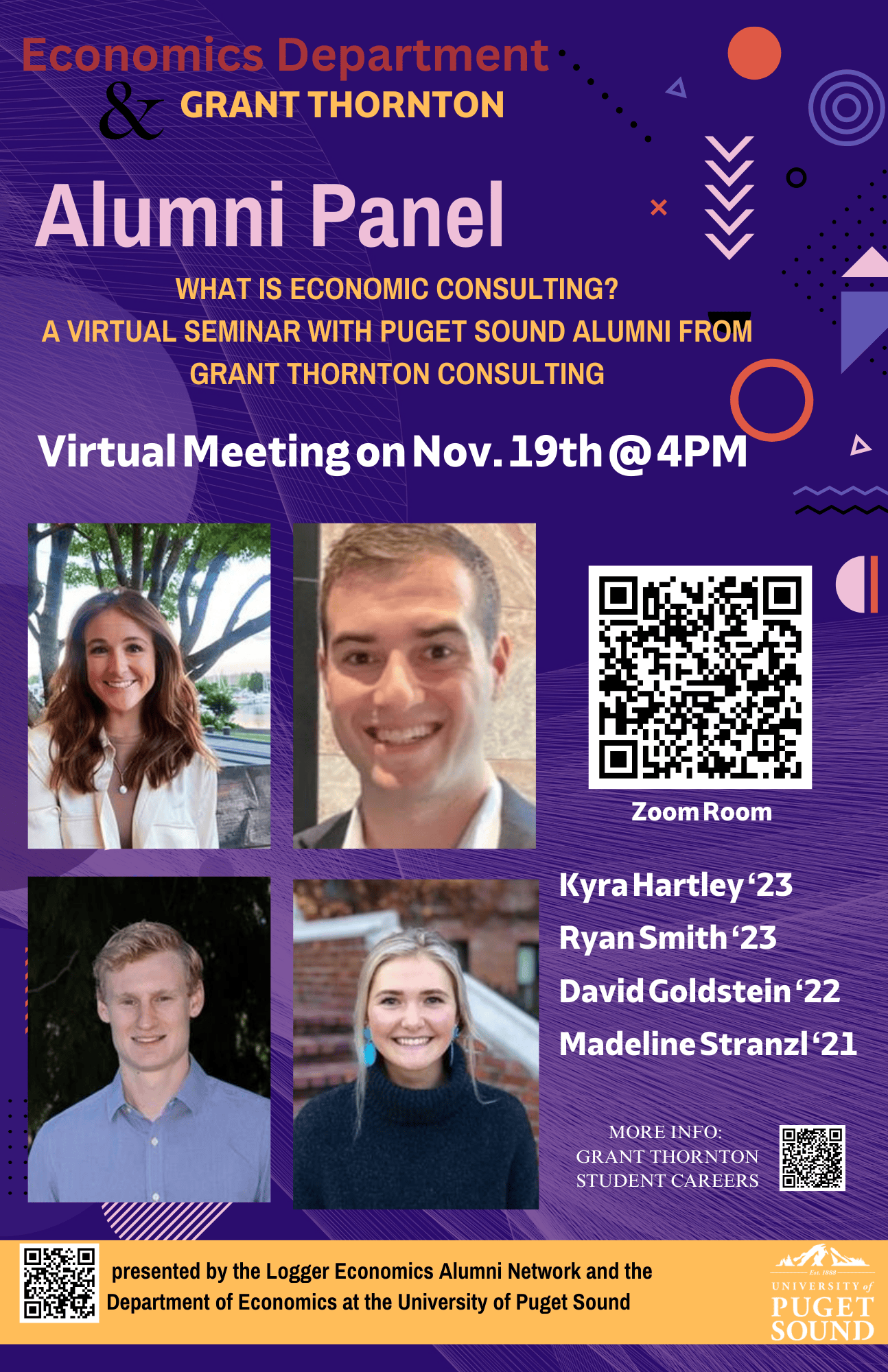 What is Economic Consulting? A Virtual Seminar with Puget Sound Alumni from Grant Thornton Consulting banner