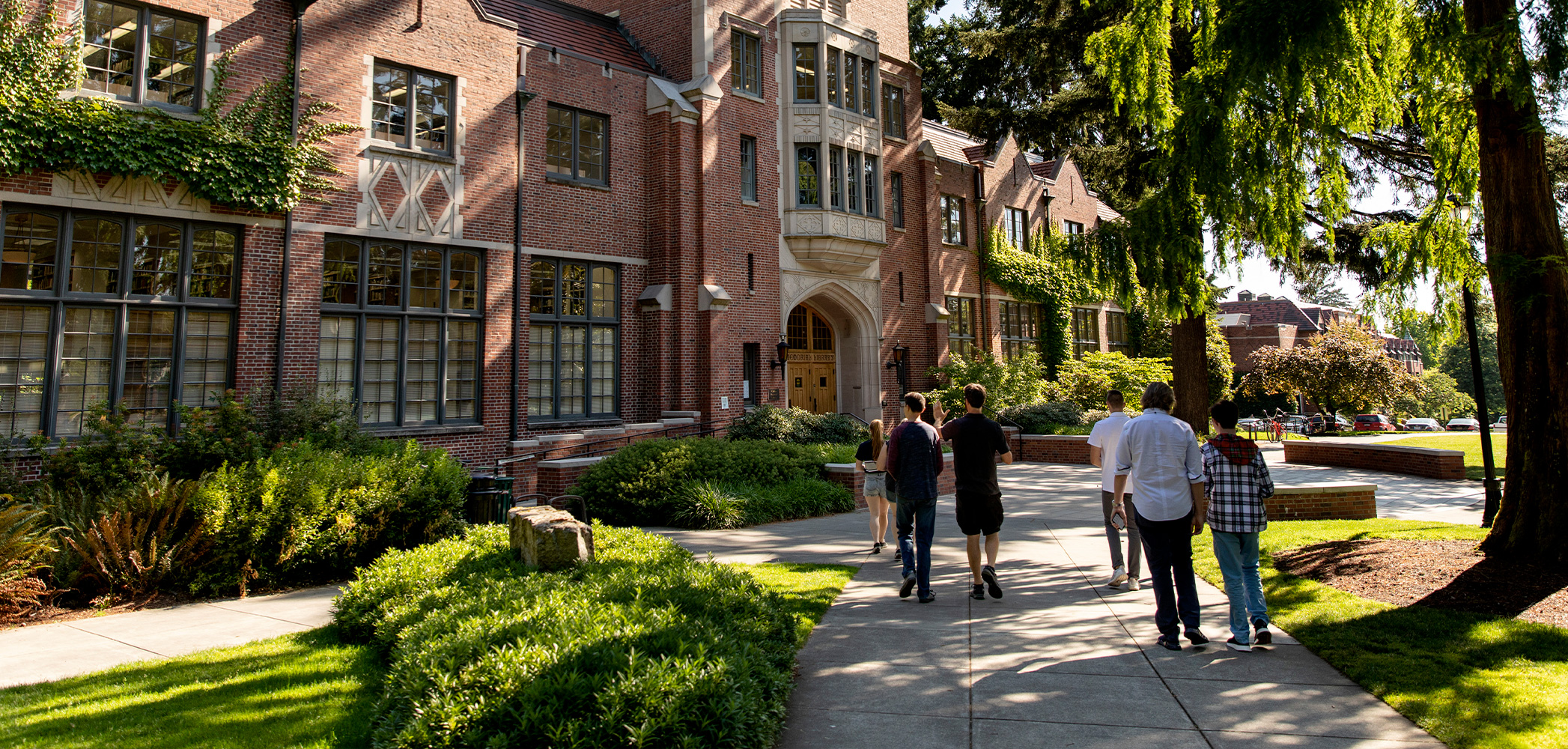 Students walking through campus