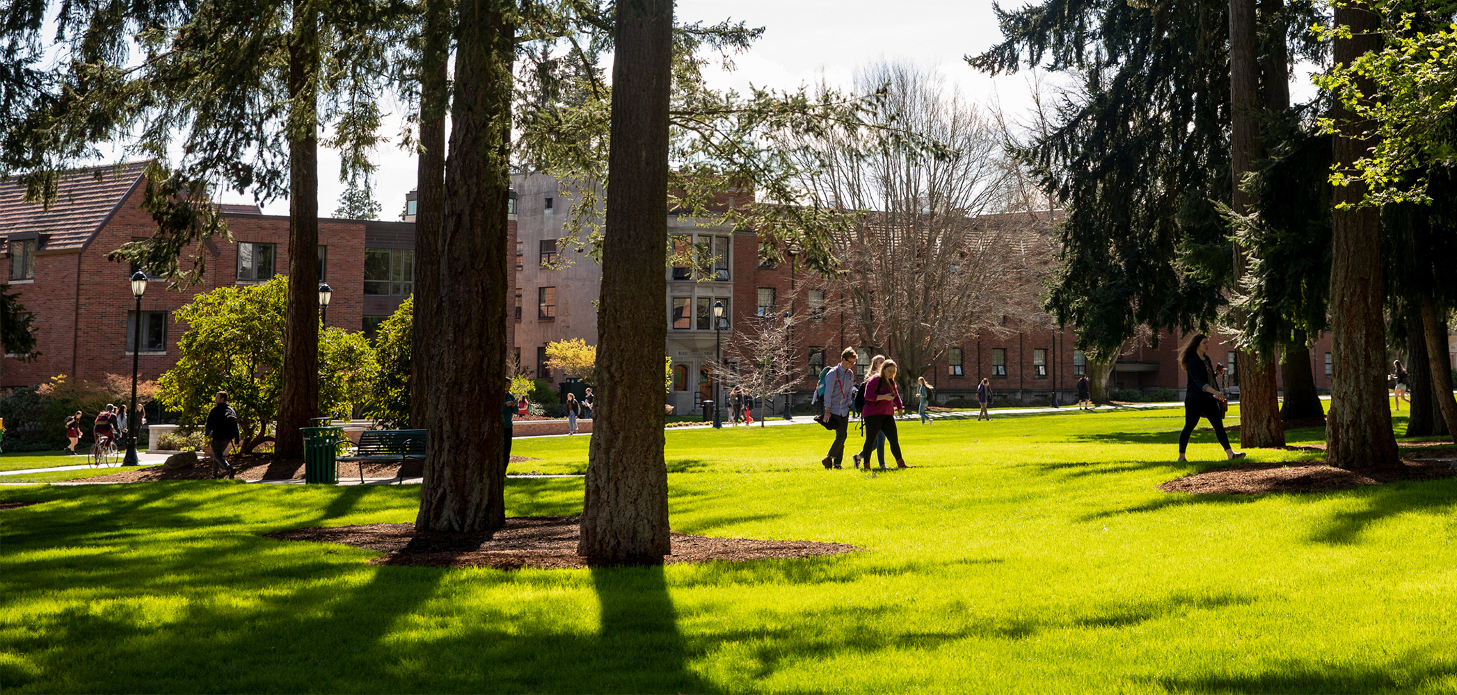 Students walking across campus