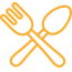 Yellow fork and spoon icon