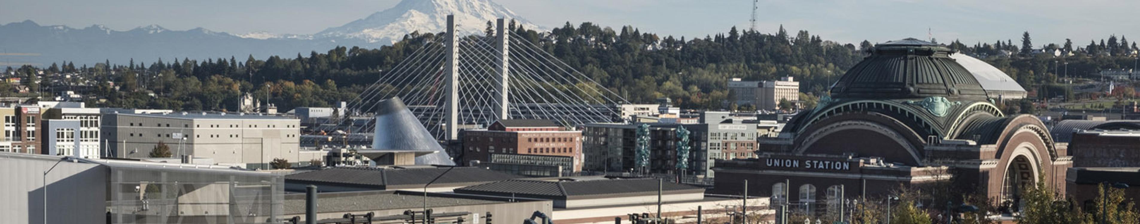 Downtown Tacoma with Mount Rainier in the background