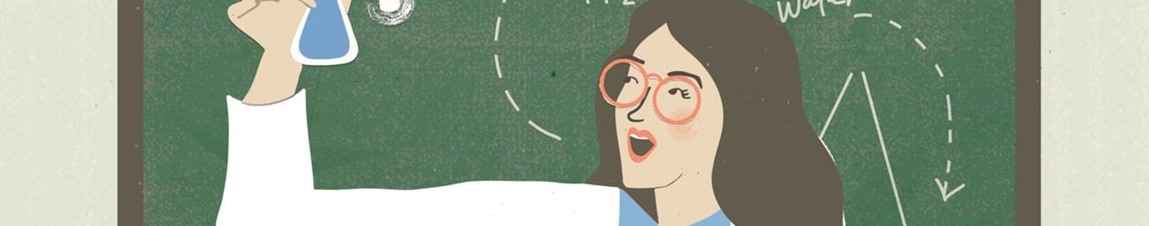 Illustration of a female science teacher
