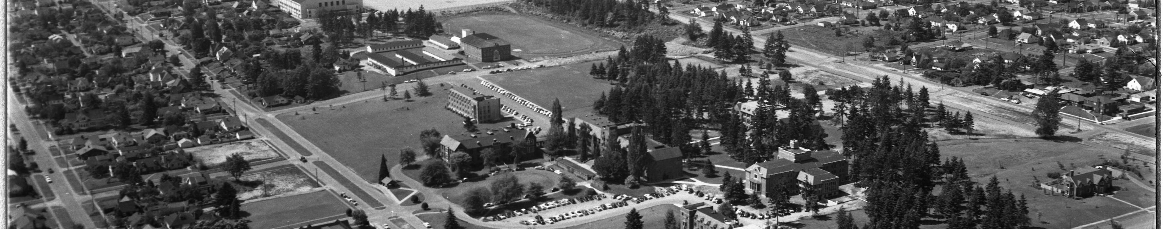 Aerial view of the College of Puget Sound, 1954.