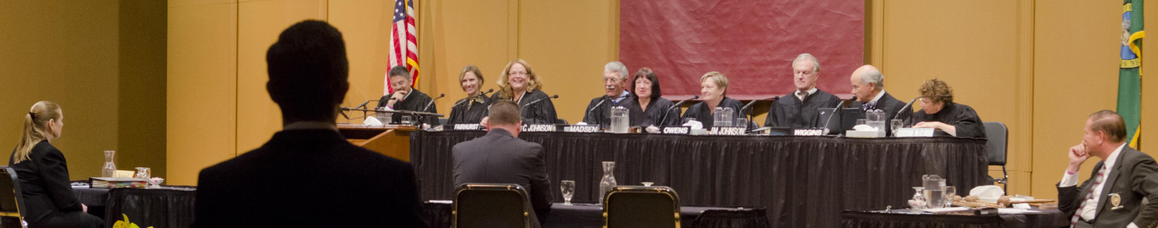 Washington State Supreme Court panel discussion in Schneebeck Hall, 2013.