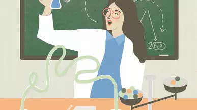 Illustration of a female science teacher