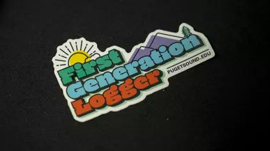 Sticker with the words "First Generation Logger" spelled out. 