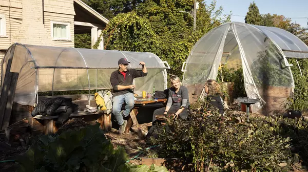 Campus & community members at the campus garden