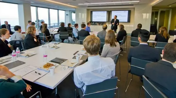 Students listening to a presentation