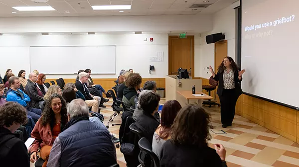 Prof. Ariela Tubert leads a talk about AI griefbots