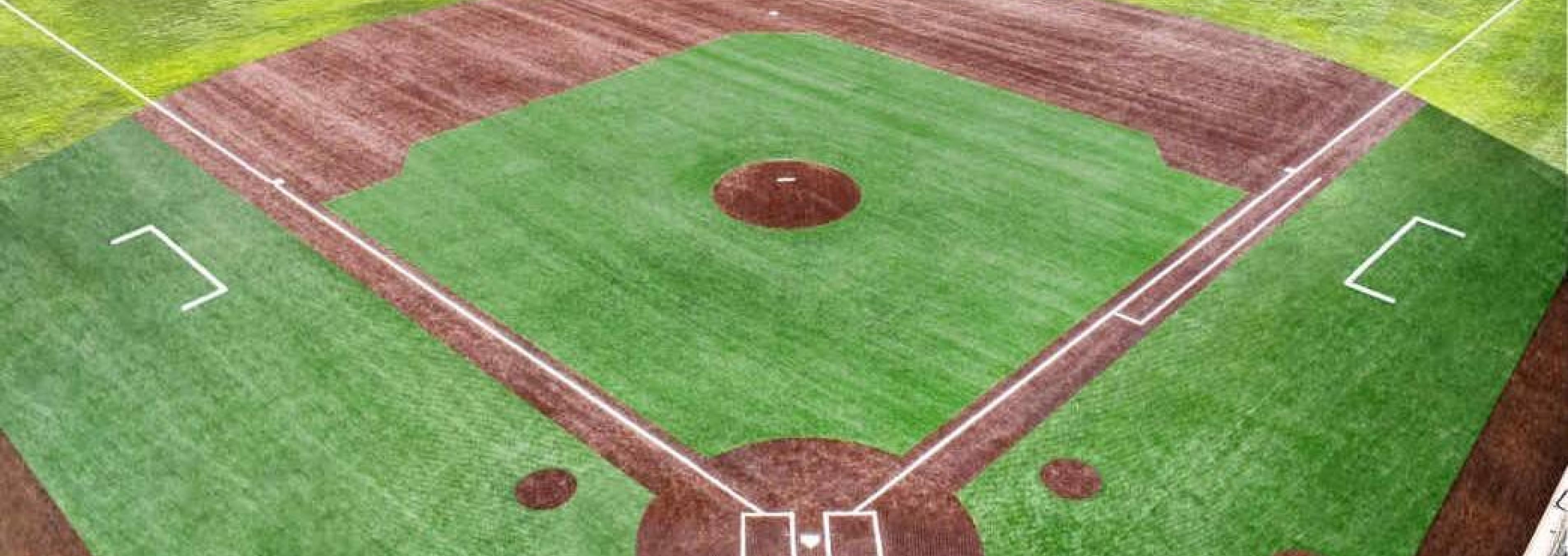 A rendering of Puget Sound's Baseball Field with planned future turf.