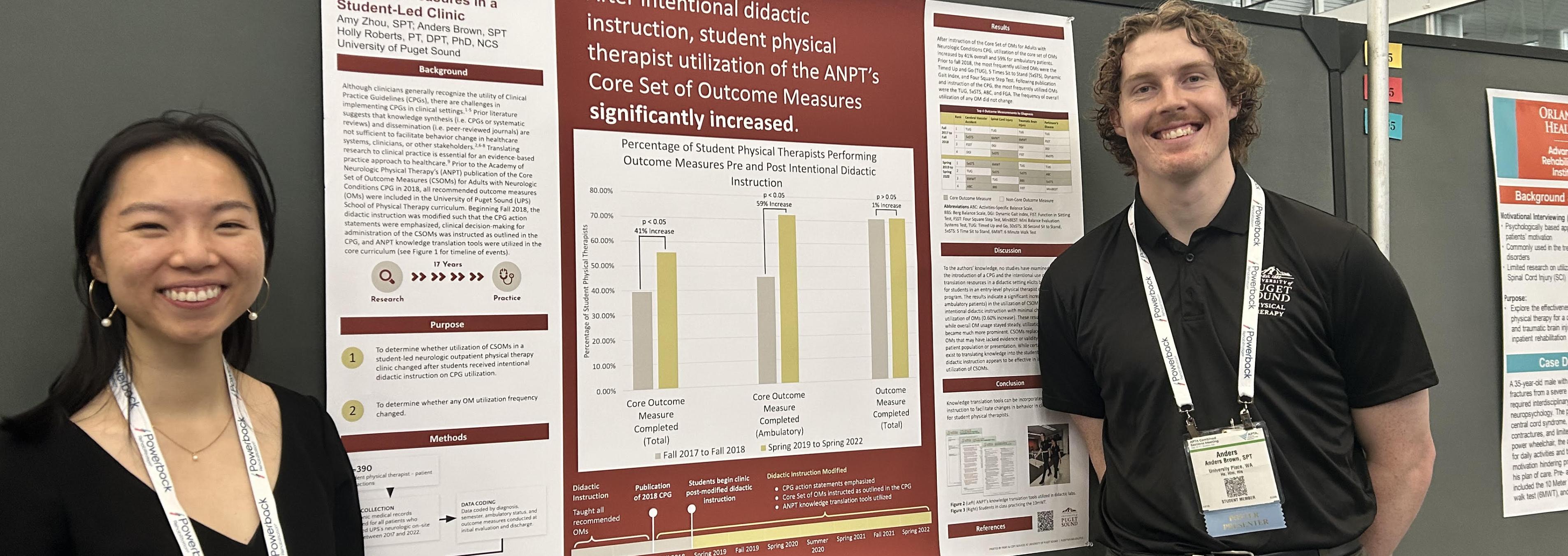 Amy Zhou DPT’24 and Anders Brown DPT’24 present research at the American Physical Therapy Association Combined Sections Meeting in Boston.