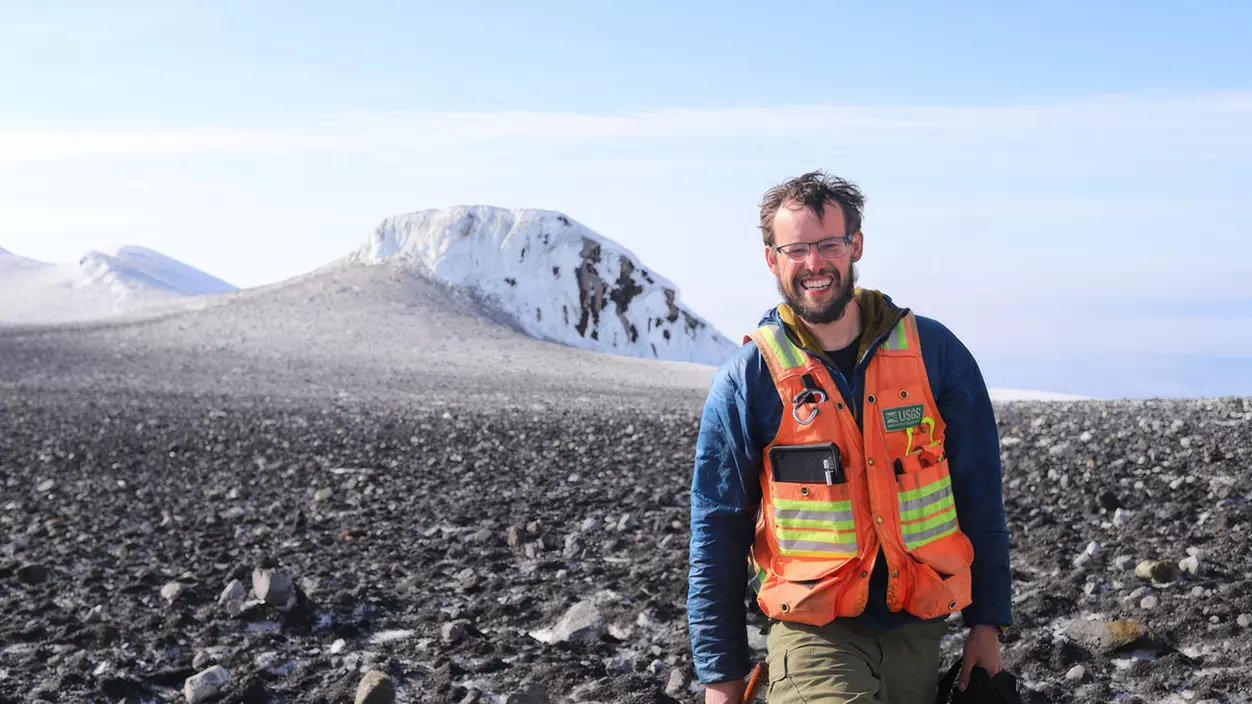 Matt Loewen ’08 at Great Sitkin.