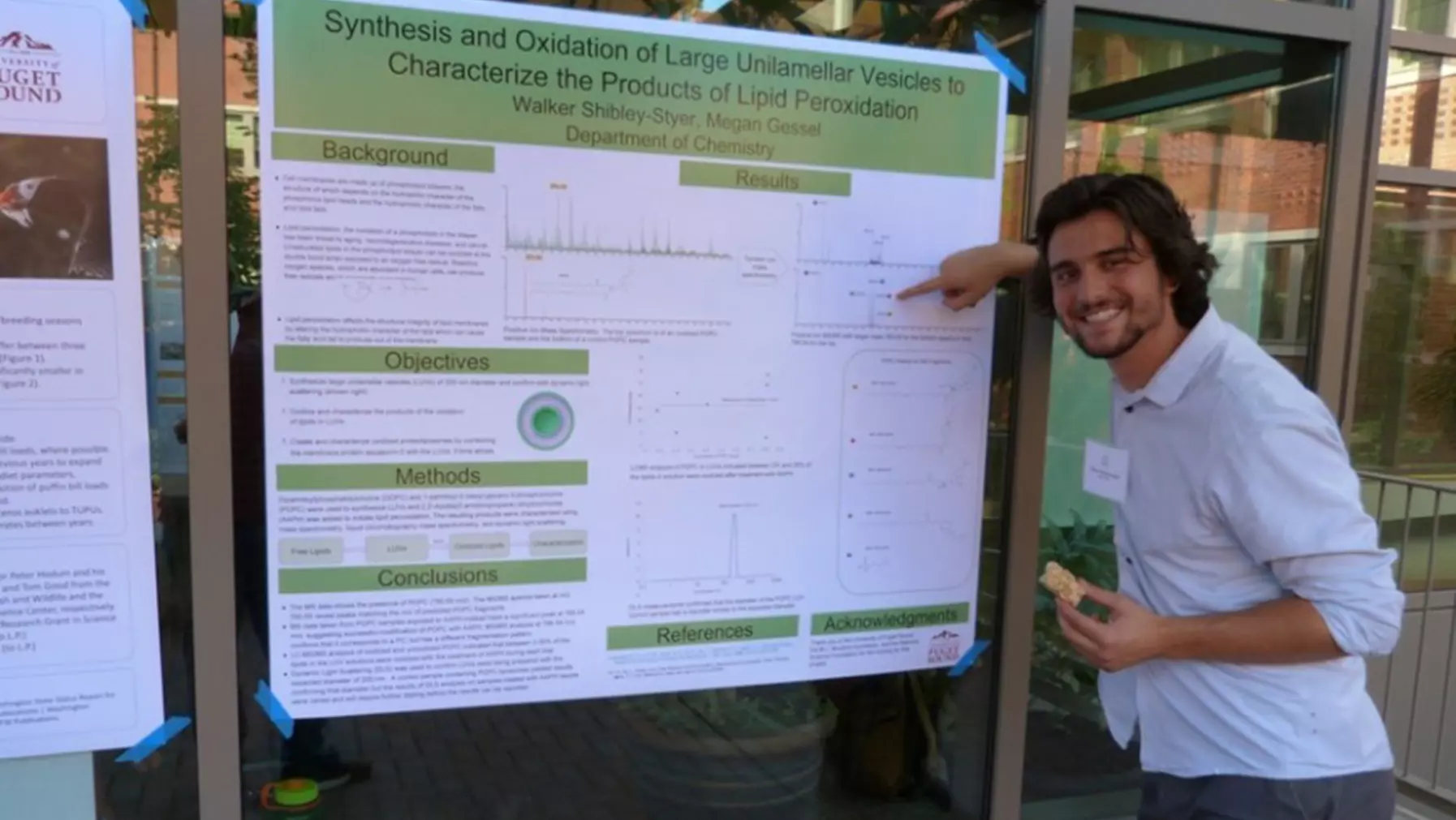 Walker Shibley-Styer '20 displays his summer 2019 research at the fall symposium.