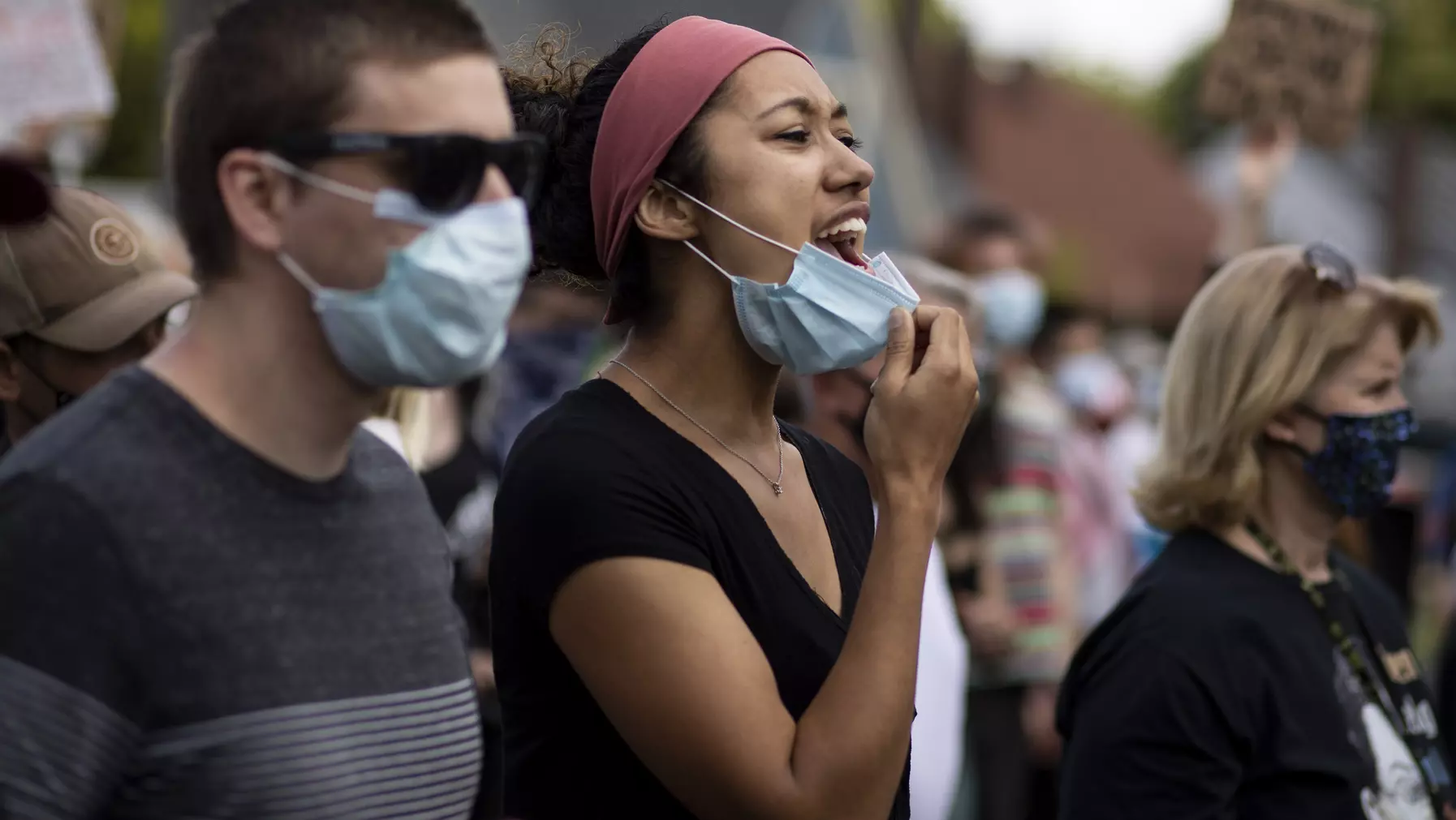 A crowd of protestors