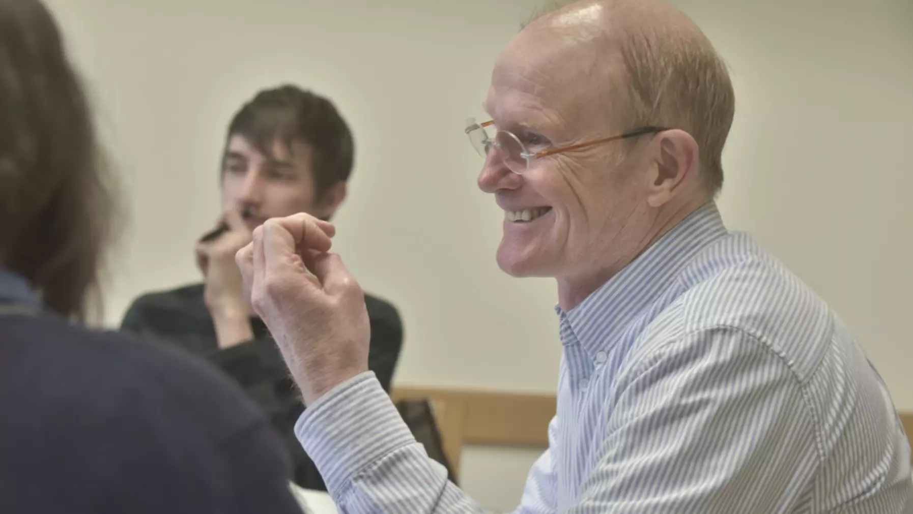 Professor with students in class