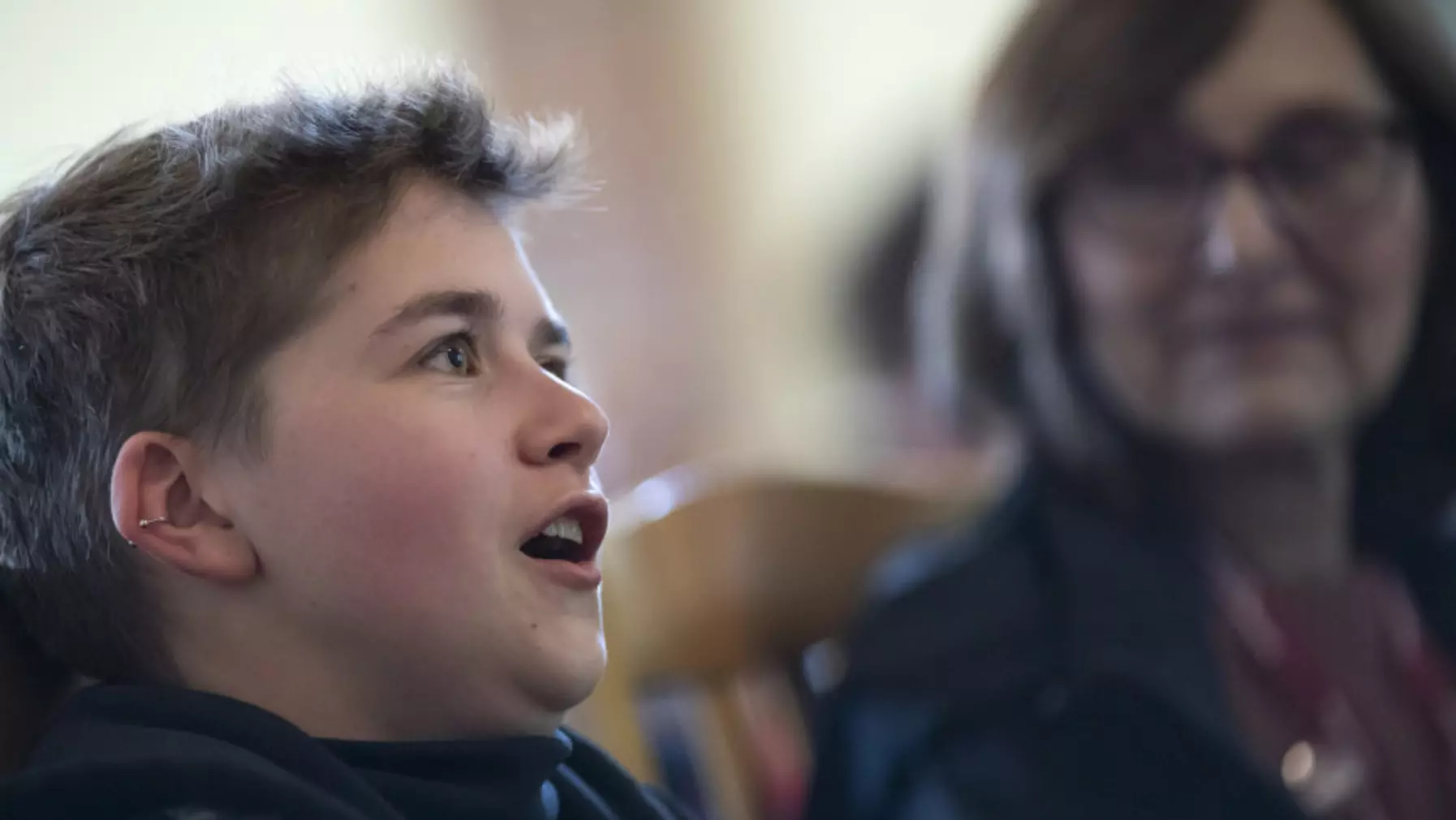 An audience member speaking