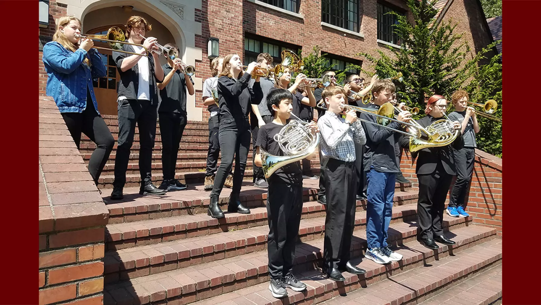 Brass Camp 2022 attendees with instruments