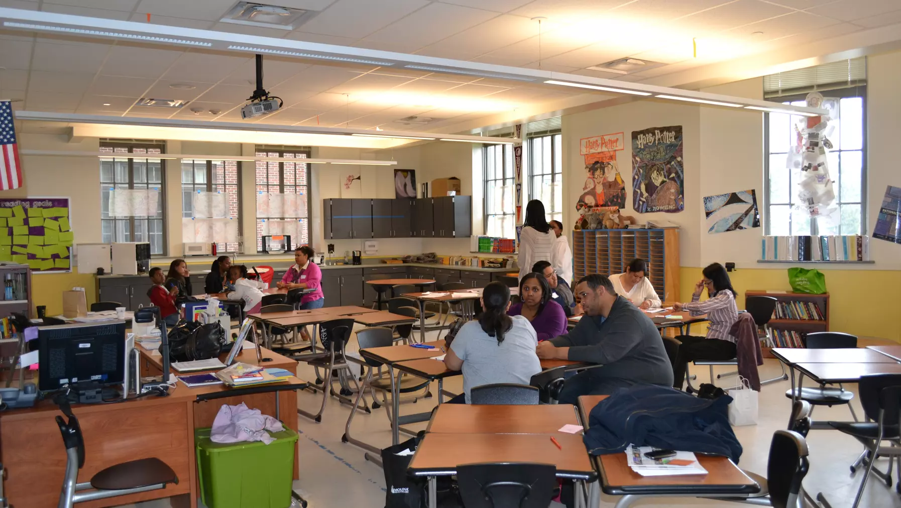 Classroom of students and families