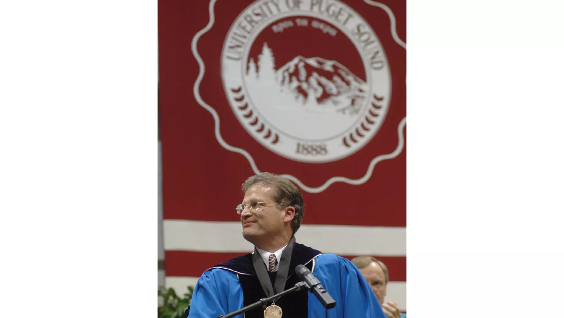 President Ron Thomas delivers an address at Commencement.