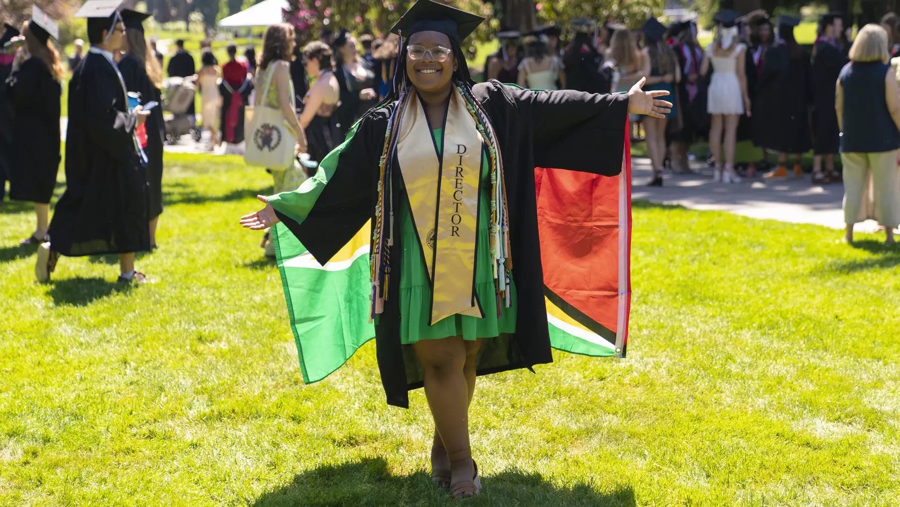 Graduates receive cords, stoles, and other accolades from various honors and groups they belong to on campus.