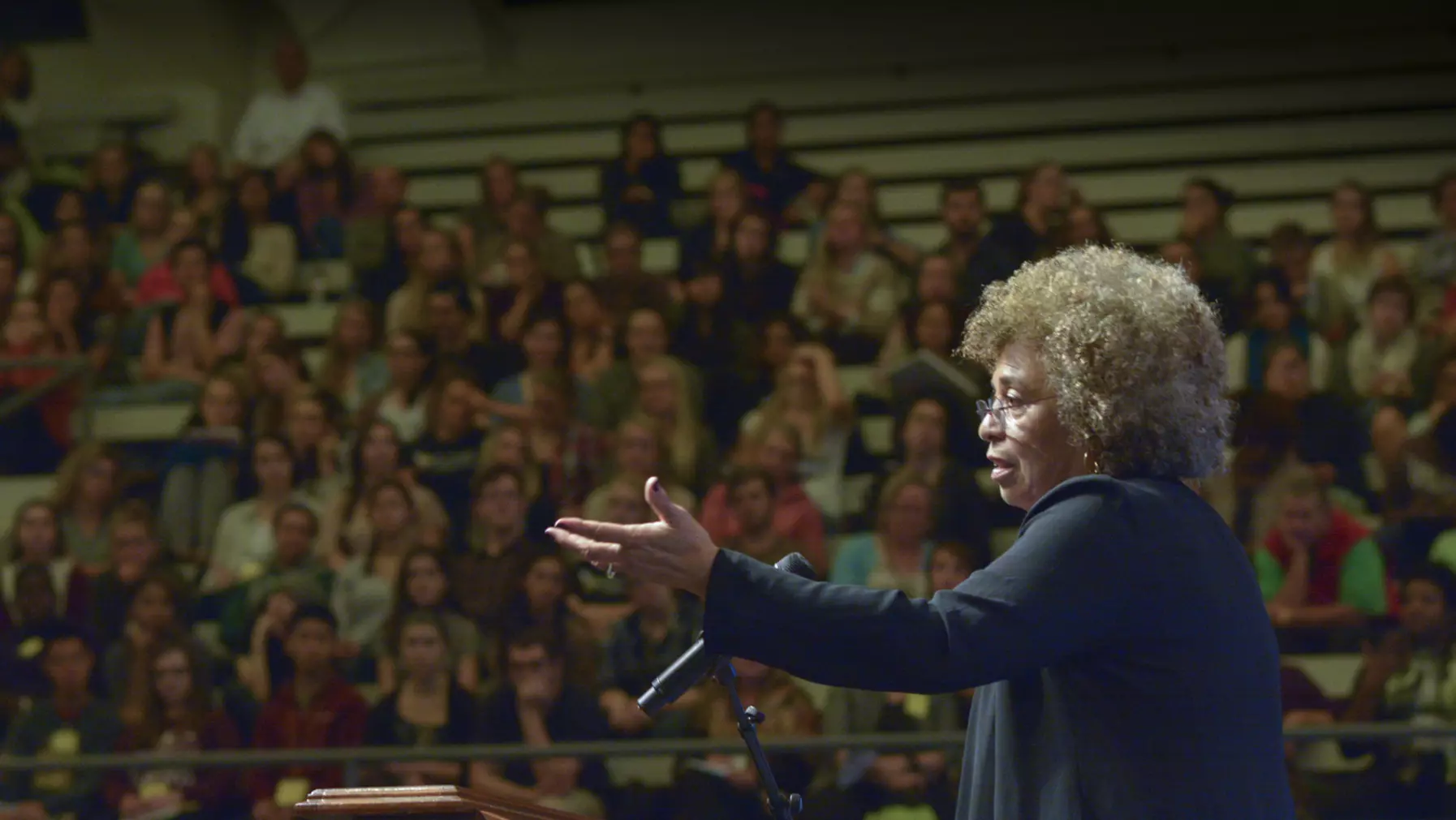 Angela Davis speaking during her keynote address at the 2014 RPNC