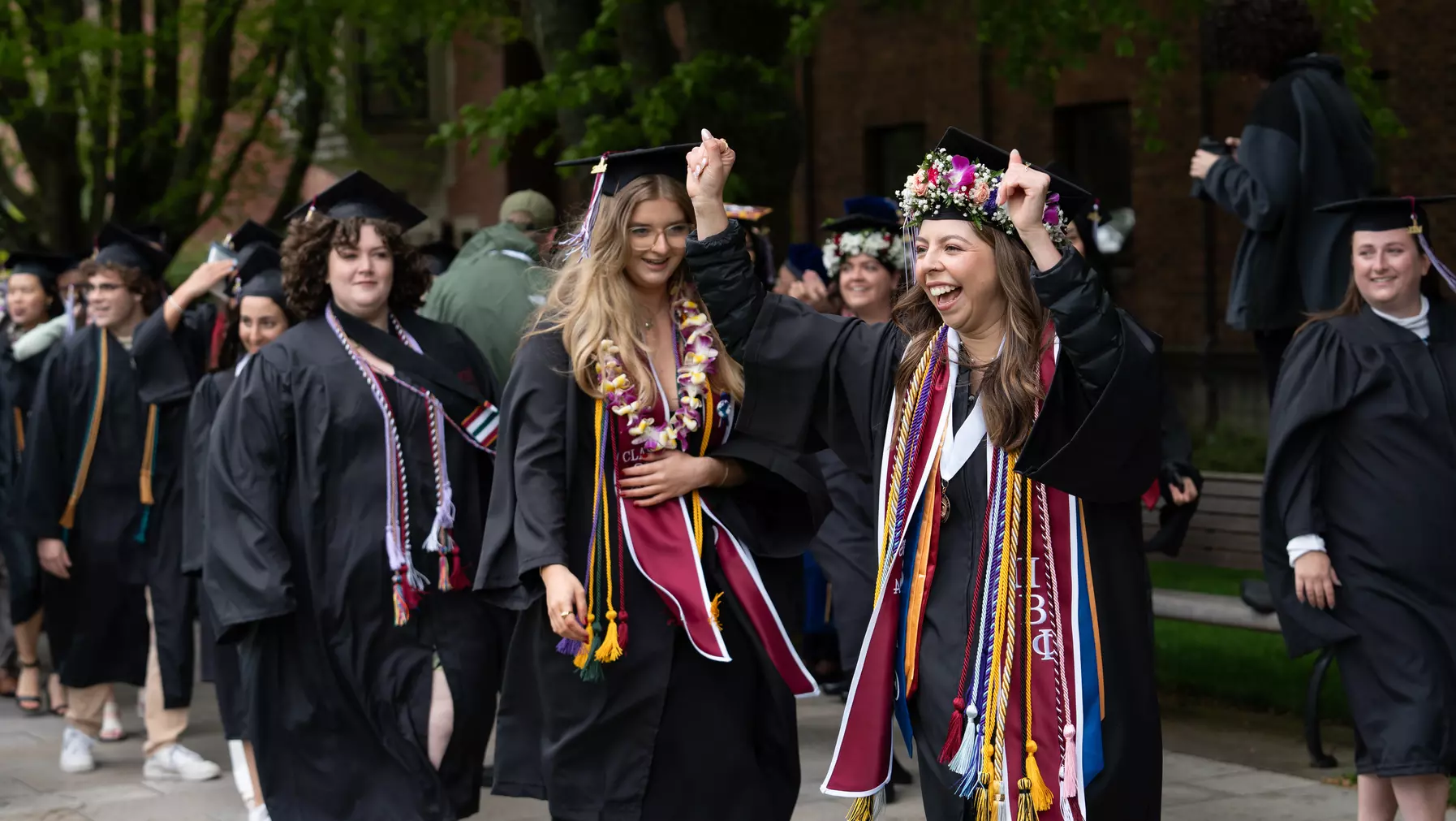 The walk to Baker Stadium for Commencement 2024