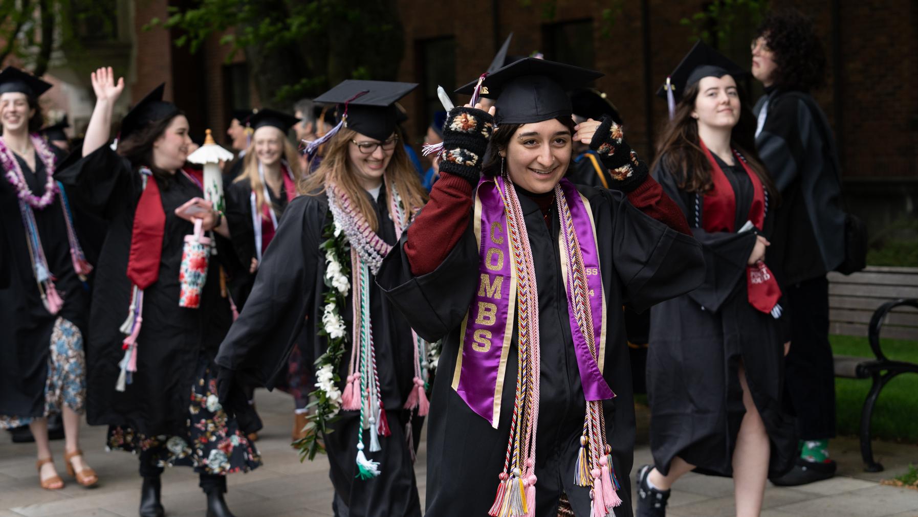 The walk to Baker Stadium for Commencement 2024