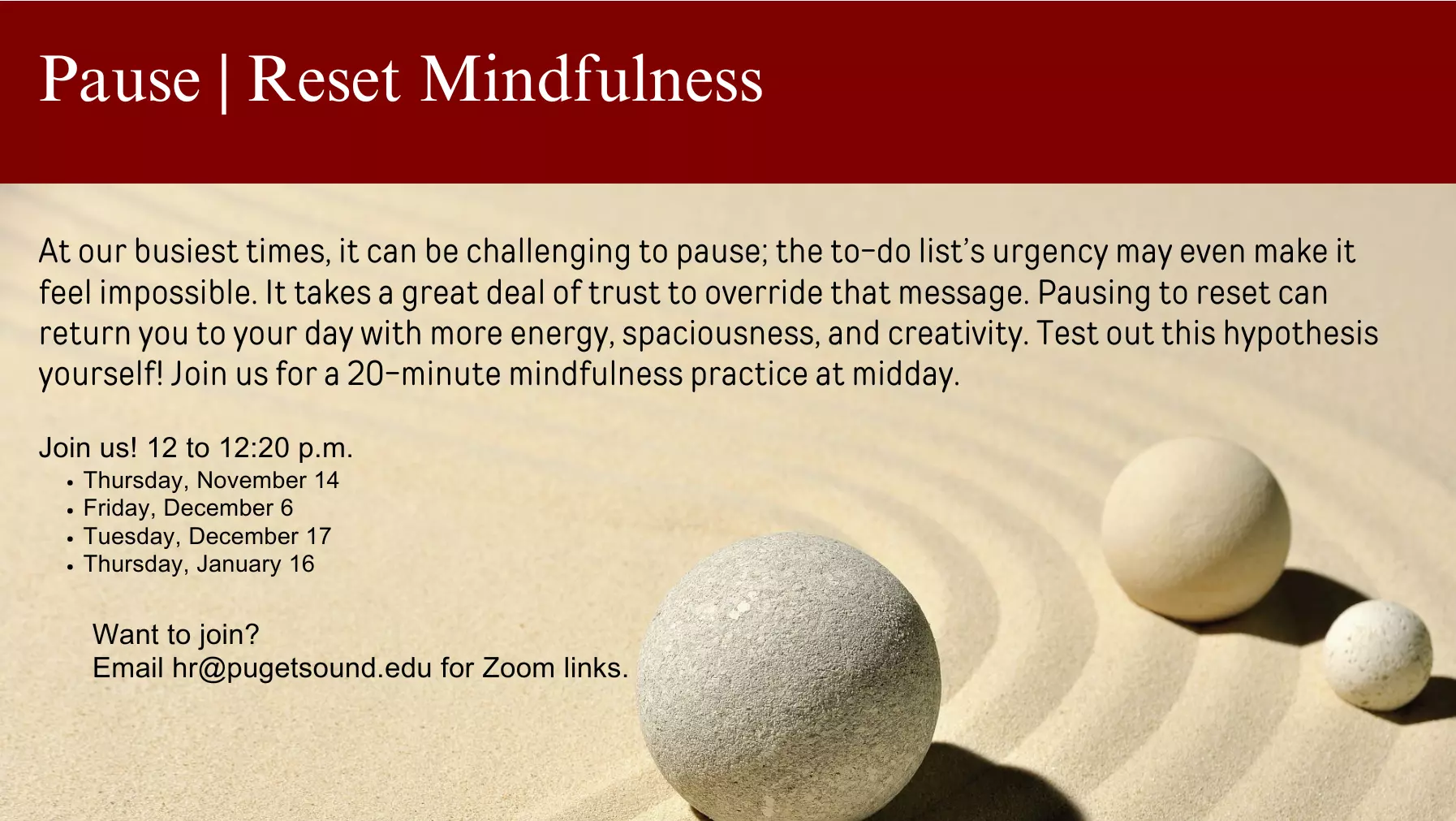 Advertisement for Pause Reset Mindfulness