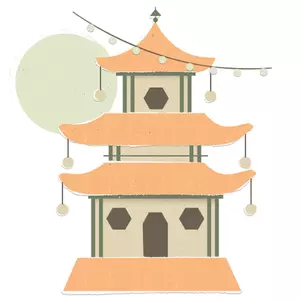 Illustration of an Asian-inspired building