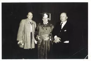 Henry Haas ’60 with his parents at his high school graduation