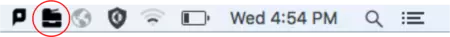 screenshot show that the Print Deploy Client icon is located in the task bar, which is in the upper left portion of the screen by default on Macs.