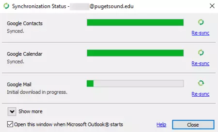 GWSMO synchronization status