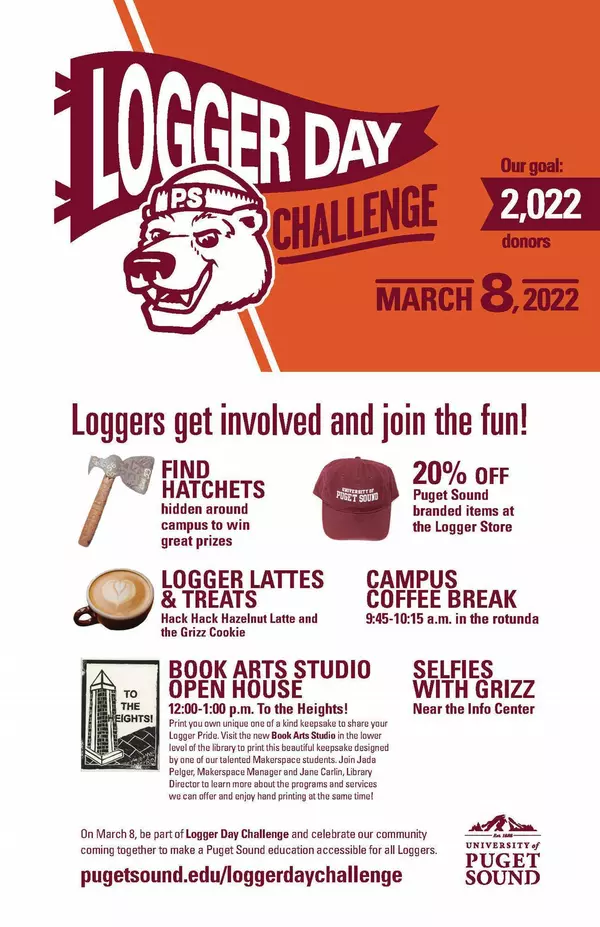 Logger Day Challenge 2022 campus events graphic for President Crawford's message